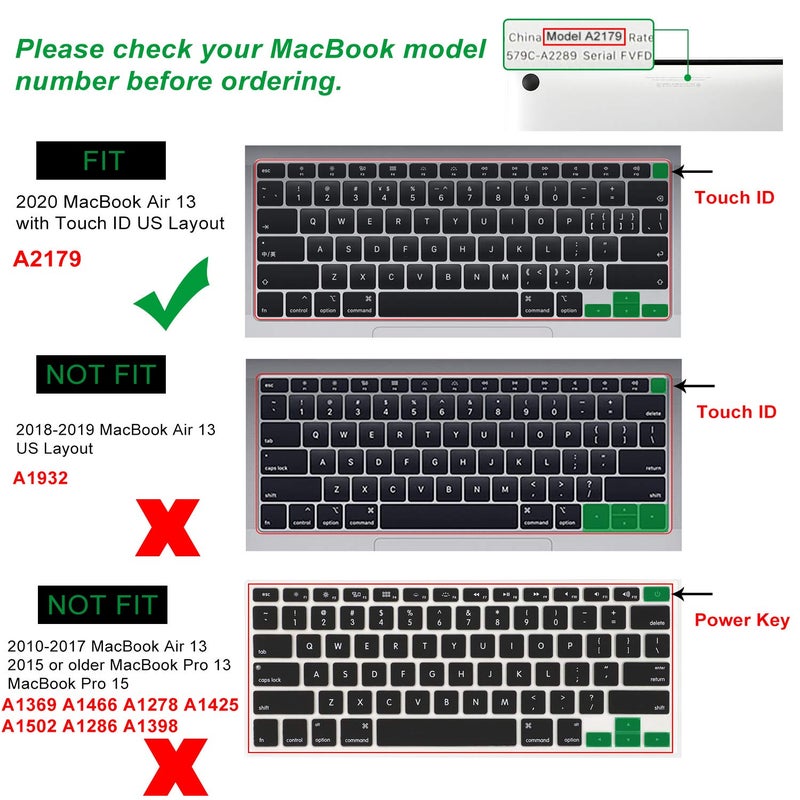 Allinside Silicone Keyboard Cover for New MacBook Air 13 inch A2179 Released in 2020 with Touch ID and Retina Display US Version, Ombre Blue Pink - Image 2